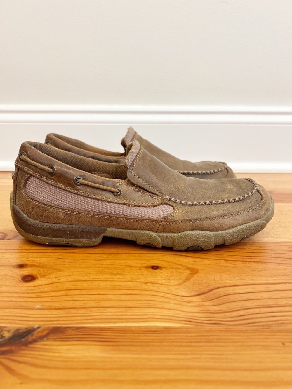 Twisted X Driving Moc Loafers Mens 9.5 Brown Leather Slip On Casual Comfort